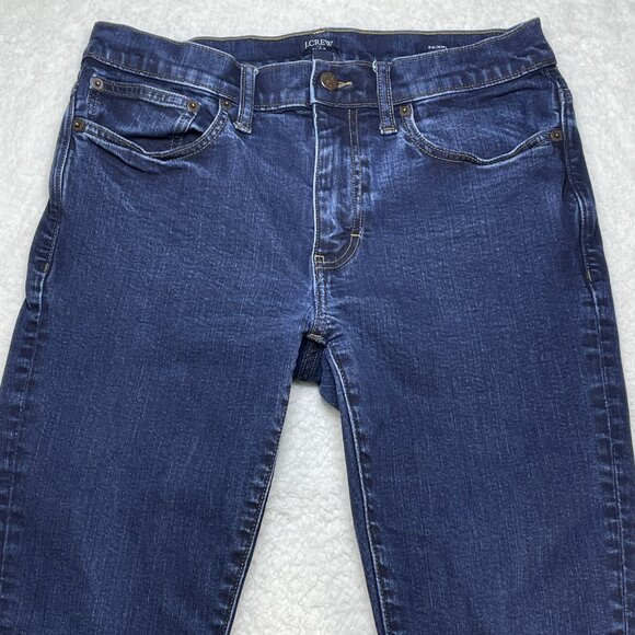 J Crew Jeans Mens Sz 32 Blue Flex Stretch Mid Rise Skinny Leg Dark Wash 31x29 - Picture 2 of 14